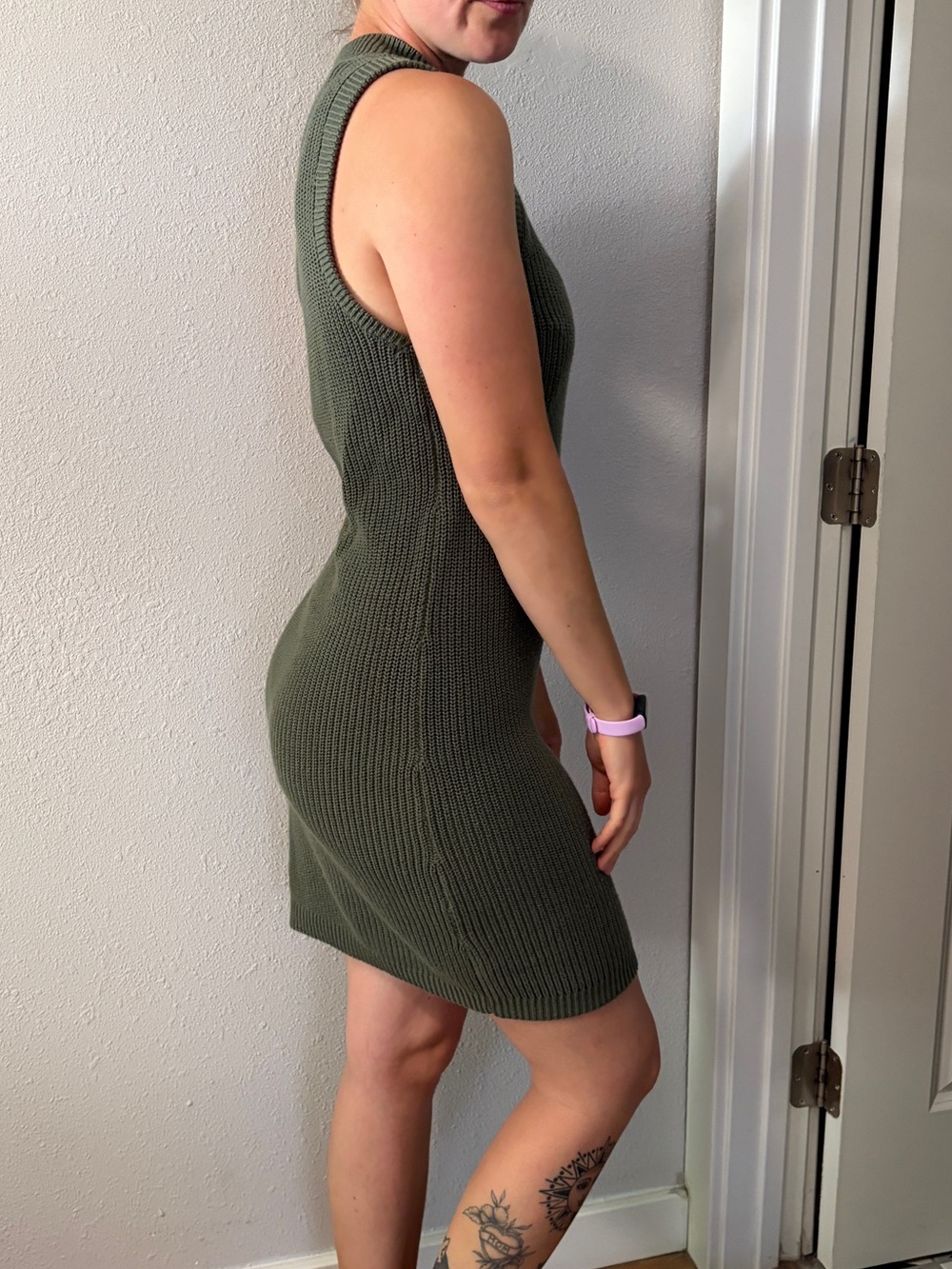 RVCA Olive Green Ribbed Sleeveless Dress